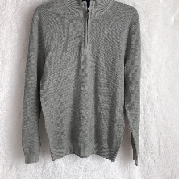 CLUB ROOM Grey Textured Quarter Zip Pullover Sweat - Picture 7 of 11